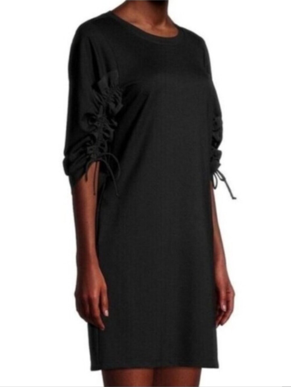 COS black ruched sleeve mini dress sz S